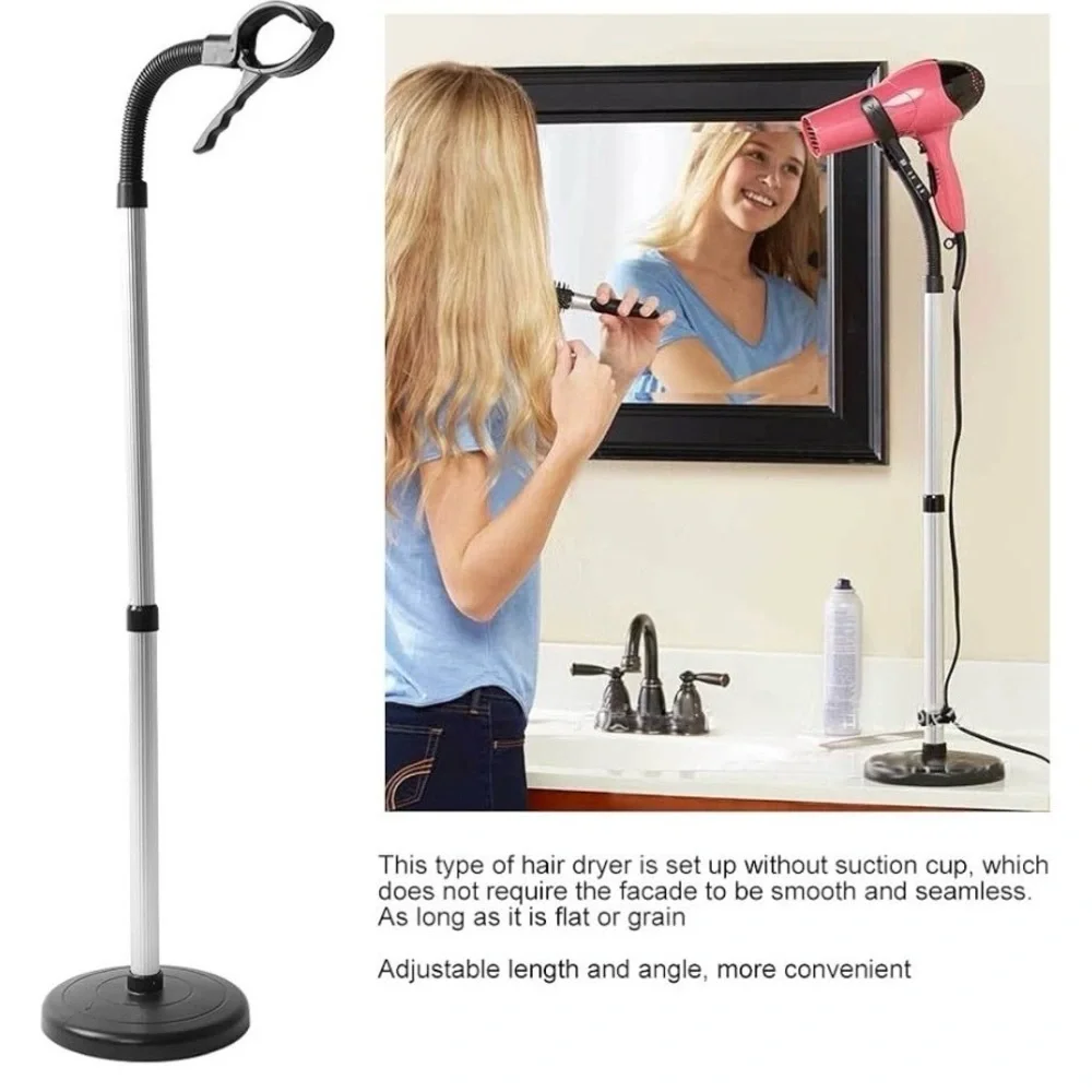 Retractable Hair Dryer Stand Holder Hands-Free 360° Vertical Blow Dryer Mount US